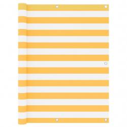 Écran de balcon Blanc et jaune 120x300 cm Tissu Oxford