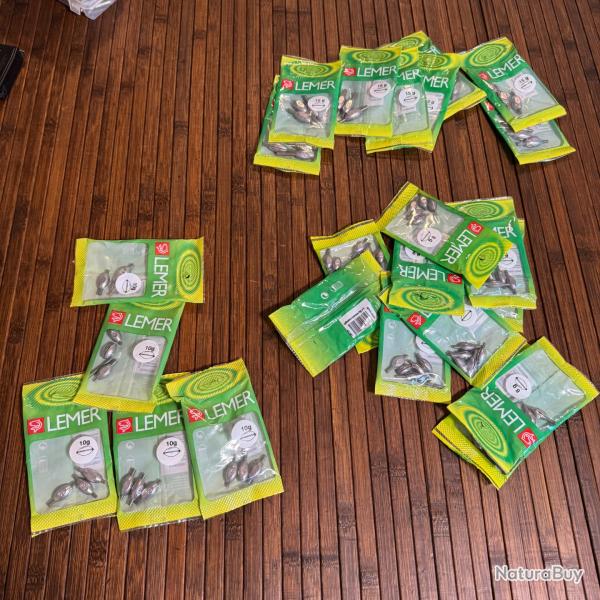 IMPORTANT LOT DE 23 sachets de plomb Lemer 5x3 -10g. 10x5 - 8g et 8x3 15g