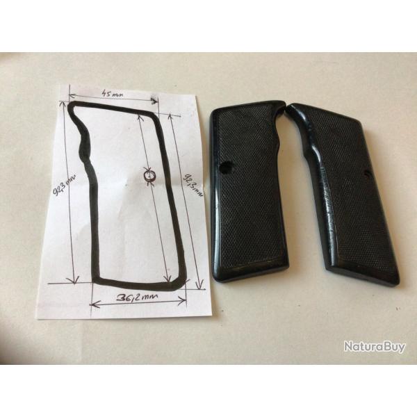 VENDU PAR LE-CUIRASSIER PAIRE DE PLAQUETTES BAKLITE POUR PISTOLET D'ALARME