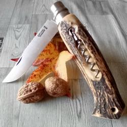 Couteau de poche Opinel 12 bois de cerf et tire bouchon