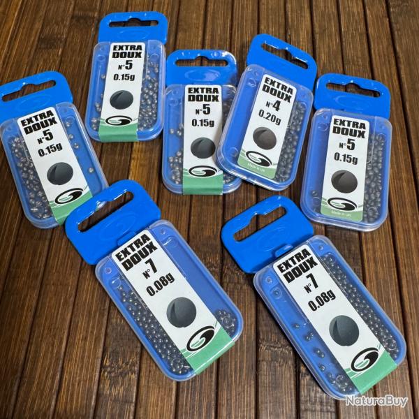 LOT DE  PLOMBS EXTRA DOUX GARBOLINO 7 botes DESTOCKAGE PCHE N-5/ N-4/N-7