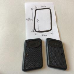 VENDU PAR LE-CUIRASSIER PAIRE PLAQUETTES BAKÉLITE POUR PISTOLET D'ALARME BABY