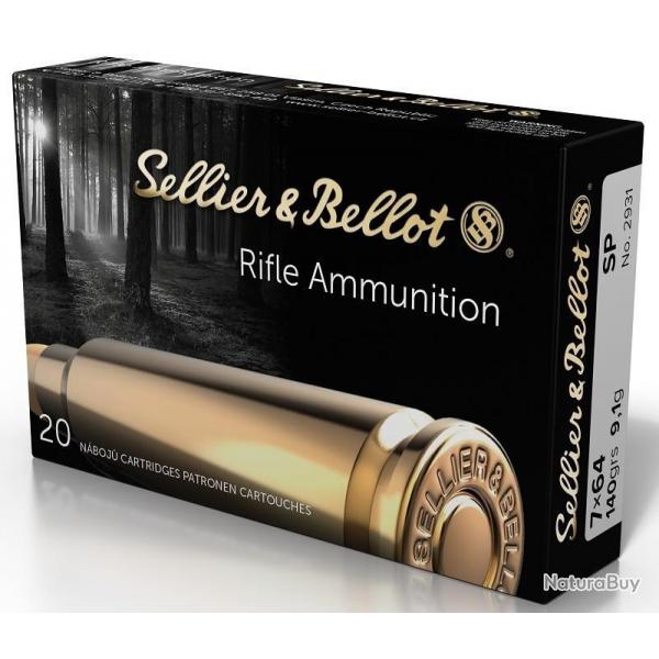 Munitions SELLIER & BELLOT sp cal.7x64 140gr 9.1g par 60