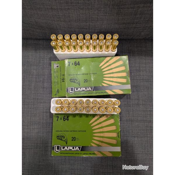Lapua 7x64 Mega 170 grs - lot de 38 cartouches