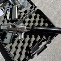 WHALTER PPK/S 22LR + MODÉRATEUR DE SON SAK + 3 CHARGEURS 10 COUPS