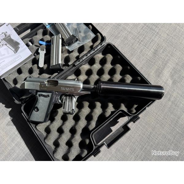 WHALTER PPK/S 22LR + MODÉRATEUR DE SON SAK + 3 CHARGEURS 10 COUPS