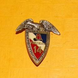 INSIGNE PARACHUTISTE :14° R.P.C.S, tirage 1989 , aigle aux ailes éployées sur écu tricolore tiercé c