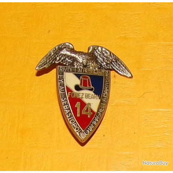 INSIGNE PARACHUTISTE :14 R.P.C.S, tirage 1989 , aigle aux ailes ployes sur cu tricolore tierc c