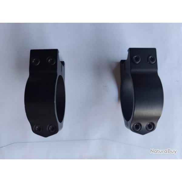 2 colliers Warne montage fixe pour rail picatinny diamtre 30 mm hauteur 12 mm tat neuf