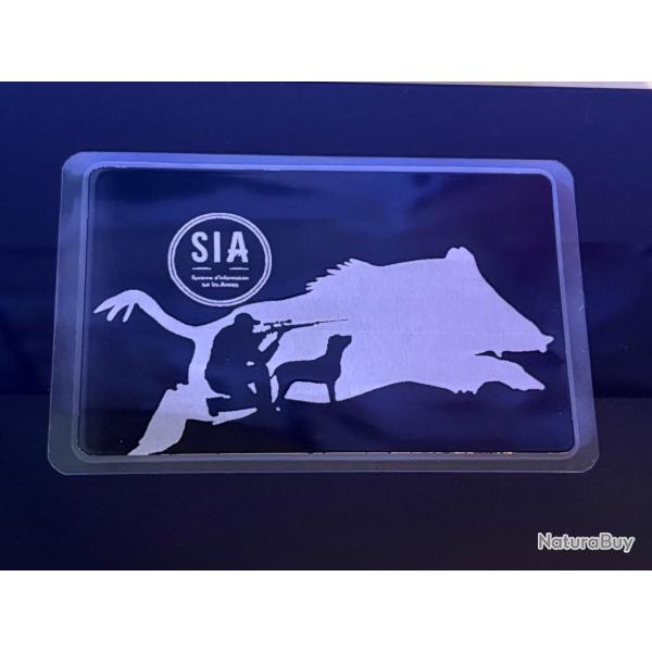 Carte SIA 1 sans rserve chasseur ou licence de tir carte plastifi personnalisation au choix AA