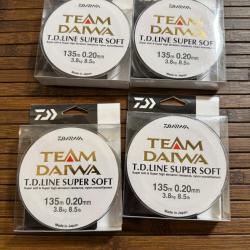 LOT DE 4  DAIWA monofilament TD SUPER SOFT MT.135 m 0,20mm FIL PÊCHE MEILLEUR PRIX !!!!
