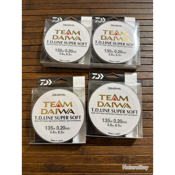 LOT DE 4  DAIWA monofilament TD SUPER SOFT MT.135 m 0,20mm FIL PCHE MEILLEUR PRIX !!!!