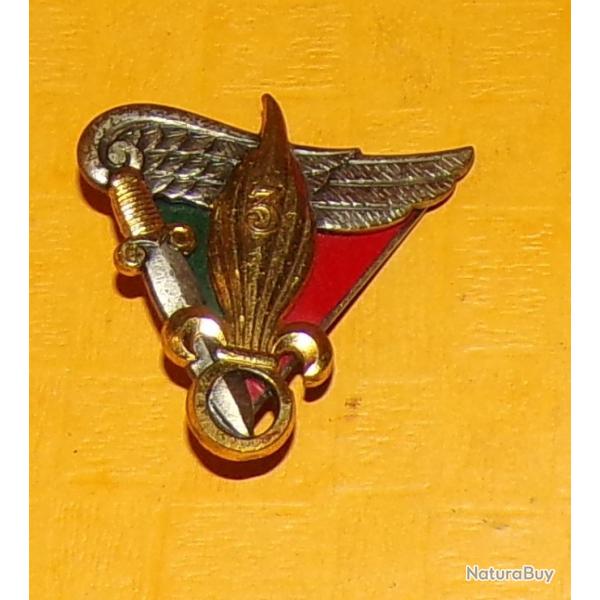 INSIGNE PARACHUTISTE : 3 Bataillon Etranger de Parachutistes, retirage mail, pastille lisse ,trian
