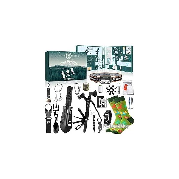 Calendrier de l'Avent 2025 Homme Calendrier de l'Avent Homme Outils Cadeaux Noel  Outils Camping
