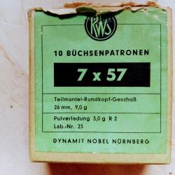 pour COLLECTION BOITE VIDE  DE BALLES RWS 7X57 MAUSER ANNEES 60 SOFT POINT