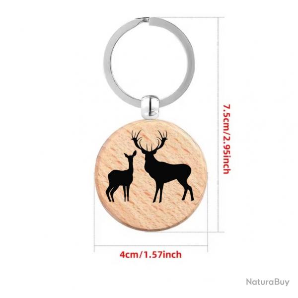 Porte cl chasse personnalise au choix ! Motif cerf et biche ou autre