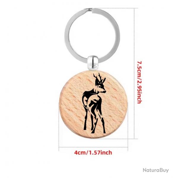 Porte cl chasse personnalise au choix ! Motif brocard chevreuil  ou autre