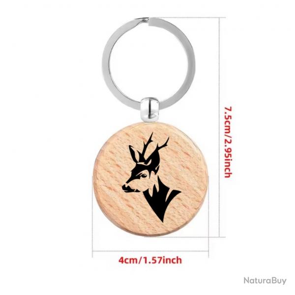 Porte cl chasse personnalise au choix ! Motif tte de brocard chevreuil  ou autre
