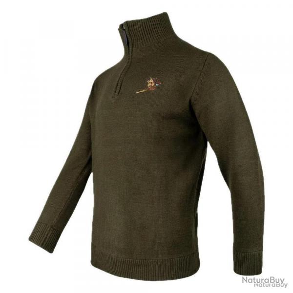 Pull-over Jack Pyke Zip Faisan - Laine Mrinos - Chaleur Respirante - Confort Optimal en Chasse Tail