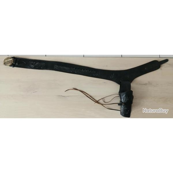 Ceinturon/holster western en cuir
