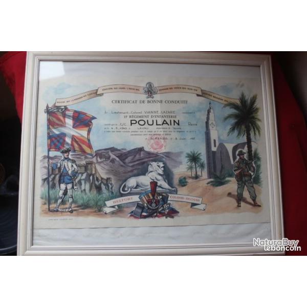 Certificat bonne conduite Algrie 35me Infanterie 1962