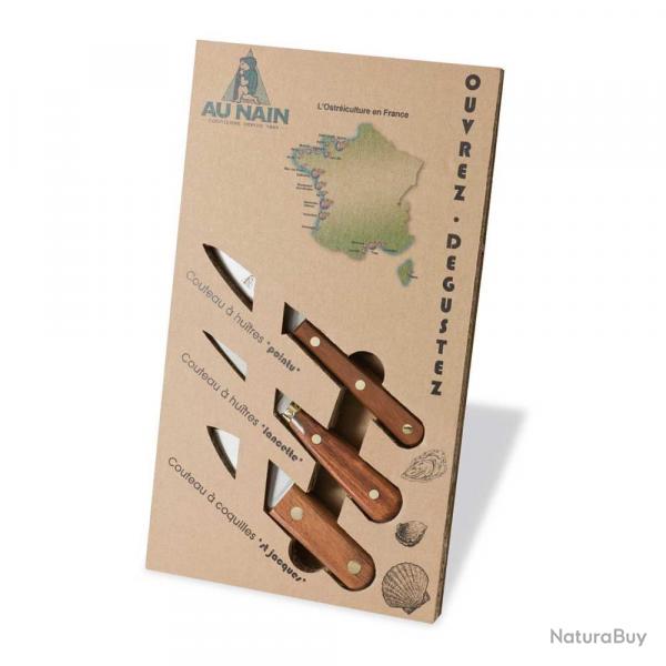 COFFRET DE 3 COUTEAUX A HUITRE - AU NAIN