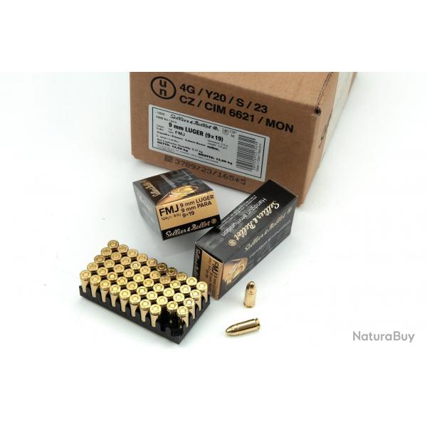 LOT DE 500 CARTOUCHES SB 9x19 mm FMJ 124gr