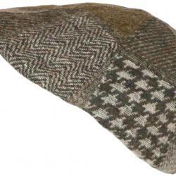 Béret Casquette Plate Verte Patchwork en Laine Style Anglais Landwel Taille unique Vert