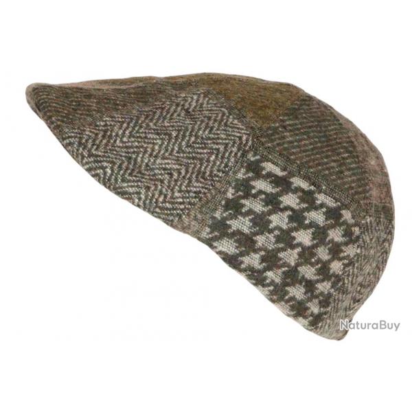 Bret Casquette Plate Verte Patchwork en Laine Style Anglais Landwel Taille unique Vert