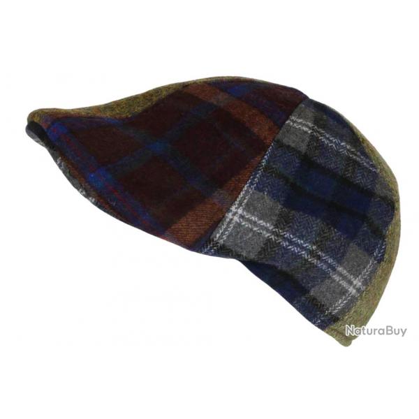 Bret Casquette Plate Patchwork Bleu Vert en Laine Style Anglais Landwel Taille unique Bleu