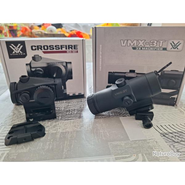 Point Rouge VORTEX CROSSFIRE Red Dot 2Moa + Magnifier 3x VORTEX VMX-3T