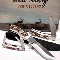 Set de 3 Couteau Schrade Fixed/Folder Combo Lame Acier Inox Delrin Stag Linerlock SCHP1227079