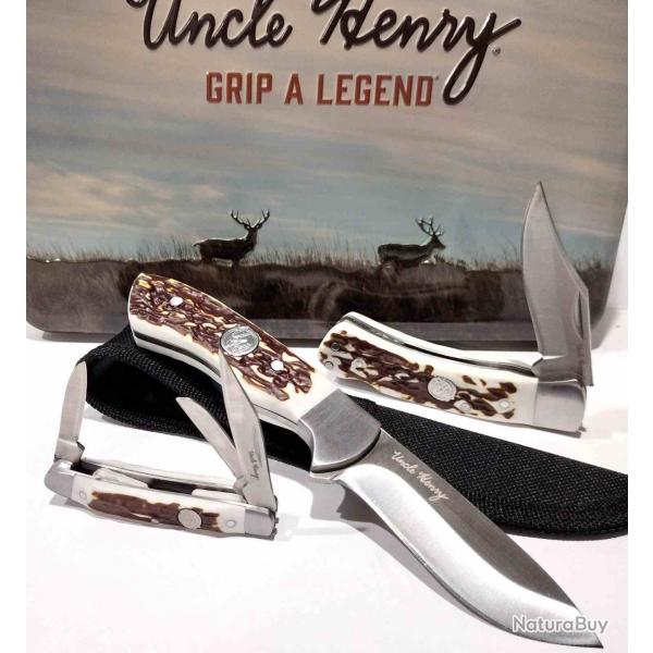 Set de 3 Couteau Schrade Fixed/Folder Combo Lame Acier Inox Delrin Stag Linerlock SCHP1227079