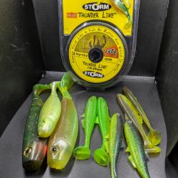 Lot 309 / THUNDER LINE STORM /Souple Gunki G'Bump Classic (2 =17 cm /1= 13 cm/ ...FISH AND FISHING.
