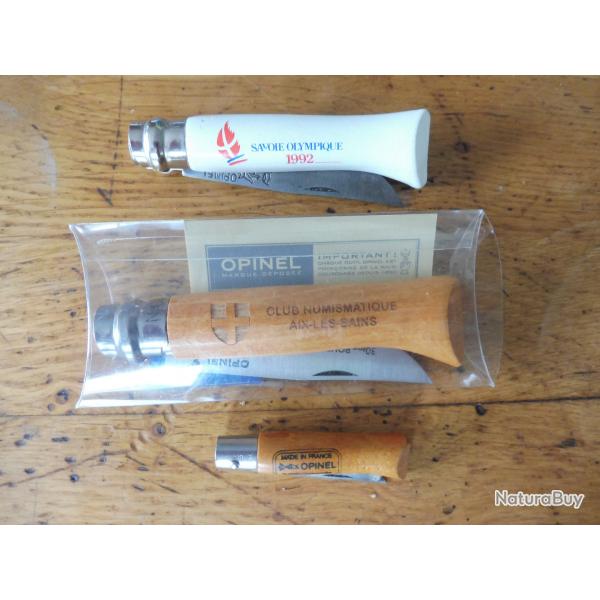lot 3 opinels jeux olympiques 1992,club numismatique aix les bains neuf,opinel num 3