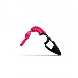 COUTEAU DE SURVIE KRILL WILDSTEER PARACORDE ROSE FLUO LAME EVIDÉE