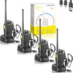 Talkie walkie 4 pcs Chargement USB Type-C 16 Canaux Fréquence 440 MHz Portée 5 Km Écouteurs