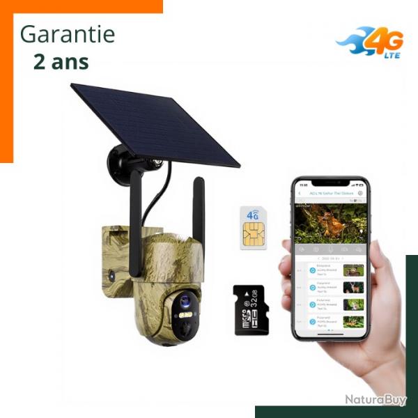Camra de chasse 4G solaire rotative  360* - Batterie 10 400mAh - Livraison rapide