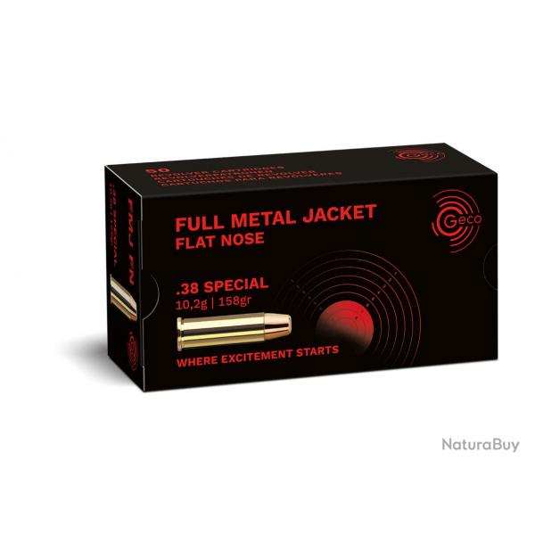 B - 50 CARTOUCHES GECO FMJ CALIBRE 38 SPECIAL