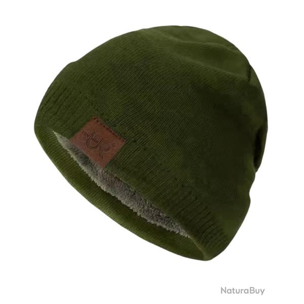 Bonnet hiver doubl chaud unisexe - tricot pais doublure fourrure extrieur Vert