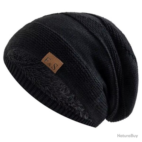 Bonnet hiver chaud doubl polaire homme | tricot extrieur - dcontract Taille Unique Noir