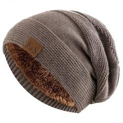 Bonnet hiver chaud doublé polaire homme | tricoté extérieur - décontracté Taille Unique Beige