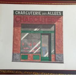 Grande lithographie Charcuterie Catherine d'Ortoli signée dans la planche à encadrer