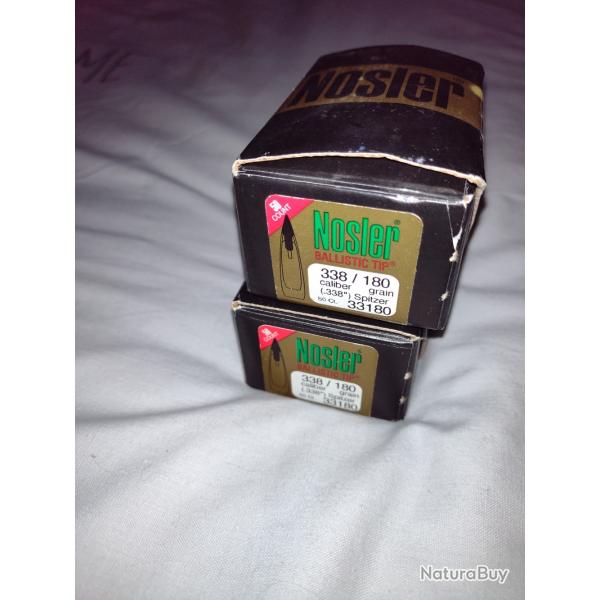 100 Ogives NOSLER Ballistic Tip .338 180gr