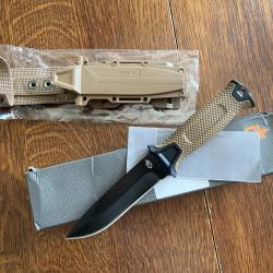 Couteau de survie OUTDOOR Militaire acier inoxydable Khaki Neuf