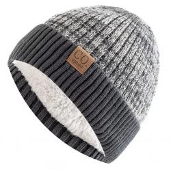 Bonnet hiver chaud doublé polaire bicolore unisexe - tricot épais