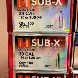 Ogives Hornady Sub-X Bullets - 308 / 190 gr