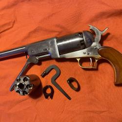 Revolver Colt Walker 1847 réplique Uberti calibre 44 finition poli -1 barillet supp + clef cheminées