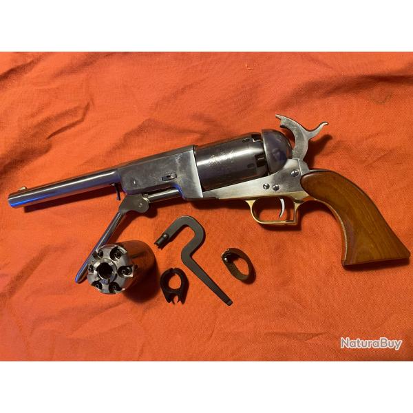 Revolver Colt Walker 1847 rplique Uberti calibre 44 finition poli -1 barillet supp + clef chemines