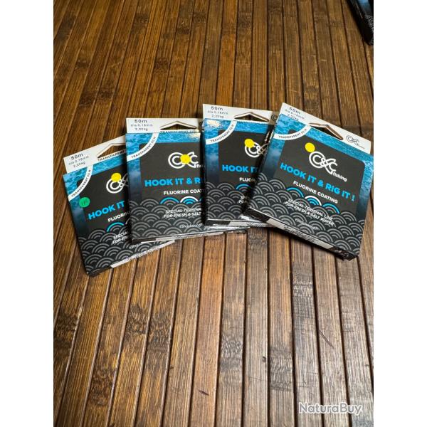 Lot 4 pièces Nylon Fluoro C&C Hook it & Rig itPêche